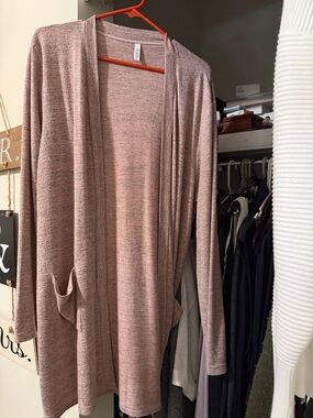 Light Mauve Open-Front Women’s Cardigan Sweater
